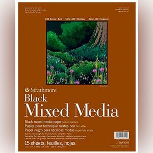 Strathmore 400 Series Mixed Media Paper, Black, Glue Bound Pad, 11x14 inches